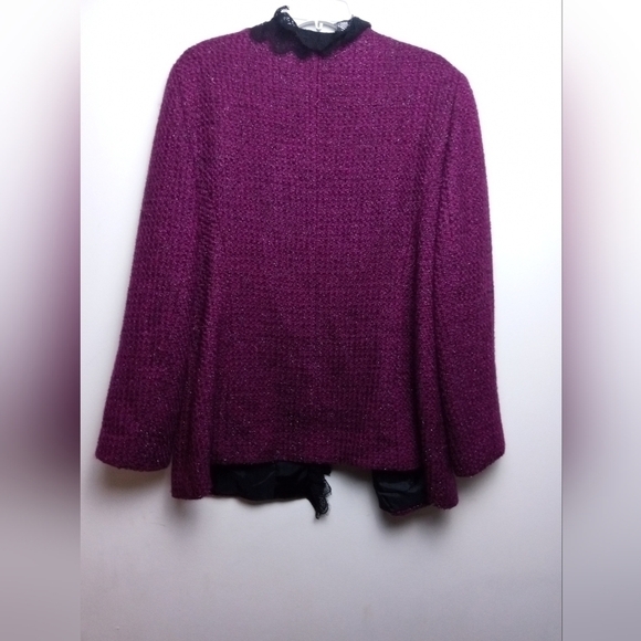 Neiman Marcus Exclusive Burgundy Red/Black Metallic Wool Blend Blazer size 16 - Picture 7 of 14